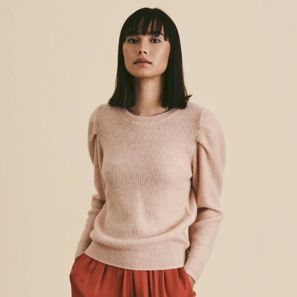 WHITE + WARREN Cashmere Puff Sleeve Pullover Sweater (size M) - Picture 12 of 13